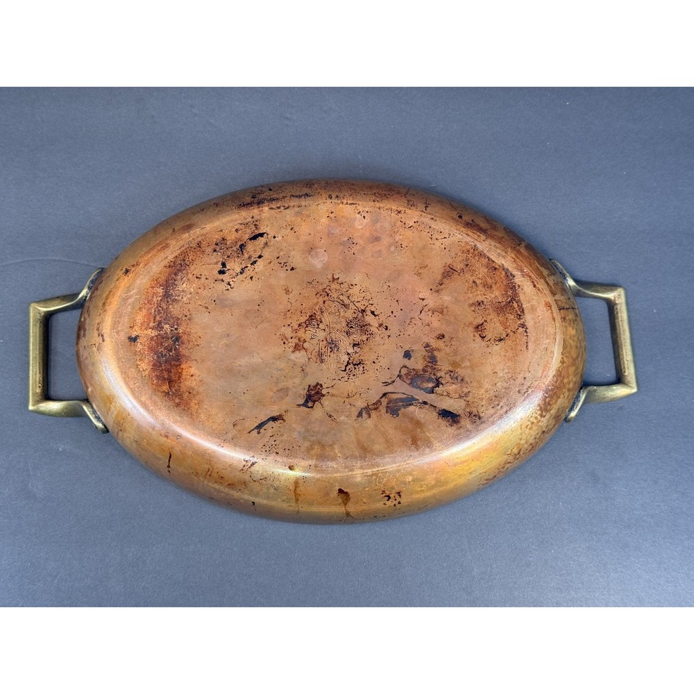 Paul Revere Copper Oval Au Gratin Pan Bicentennial 1776-1976 Brass Handles 12in